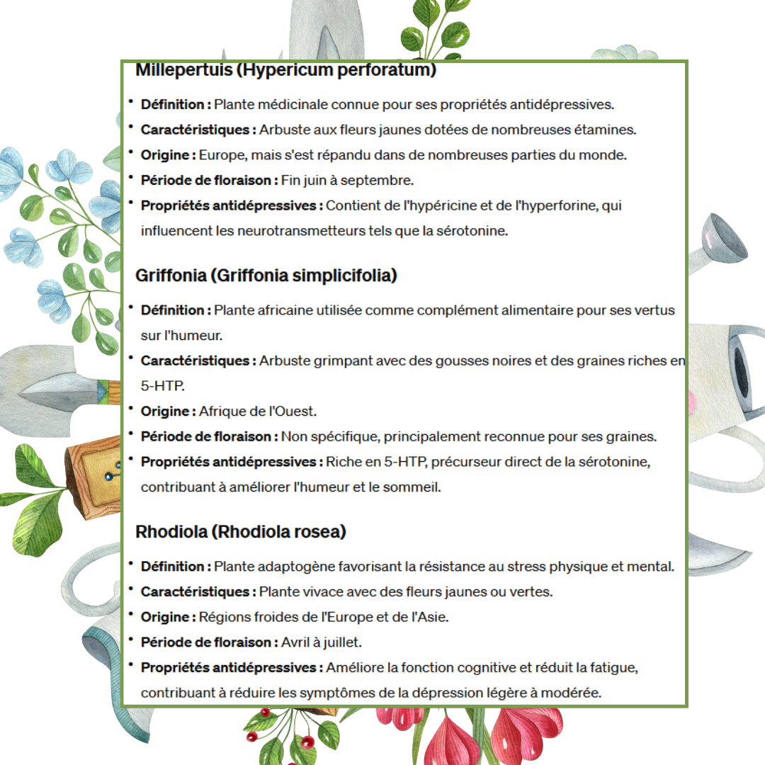 comparaison plante anti depressive